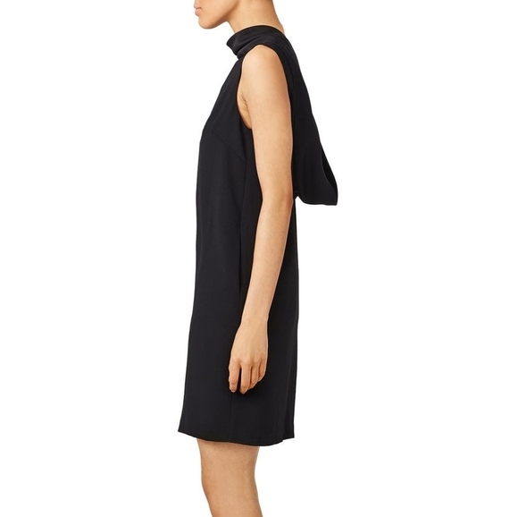 Trina Turk Black Nika Shift Dress Size 6 Sleeveless Crepe Drape Back Minimalist - Picture 2 of 9